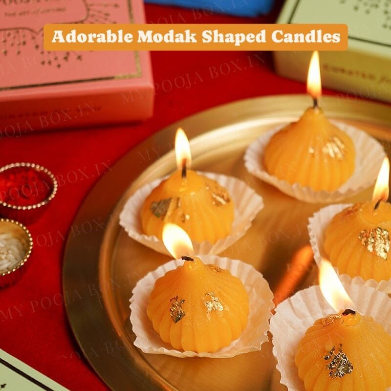 Premium Modak Candle for Ganesh Ji Pooja & Home Décor – Long Lasting with Divine Aroma