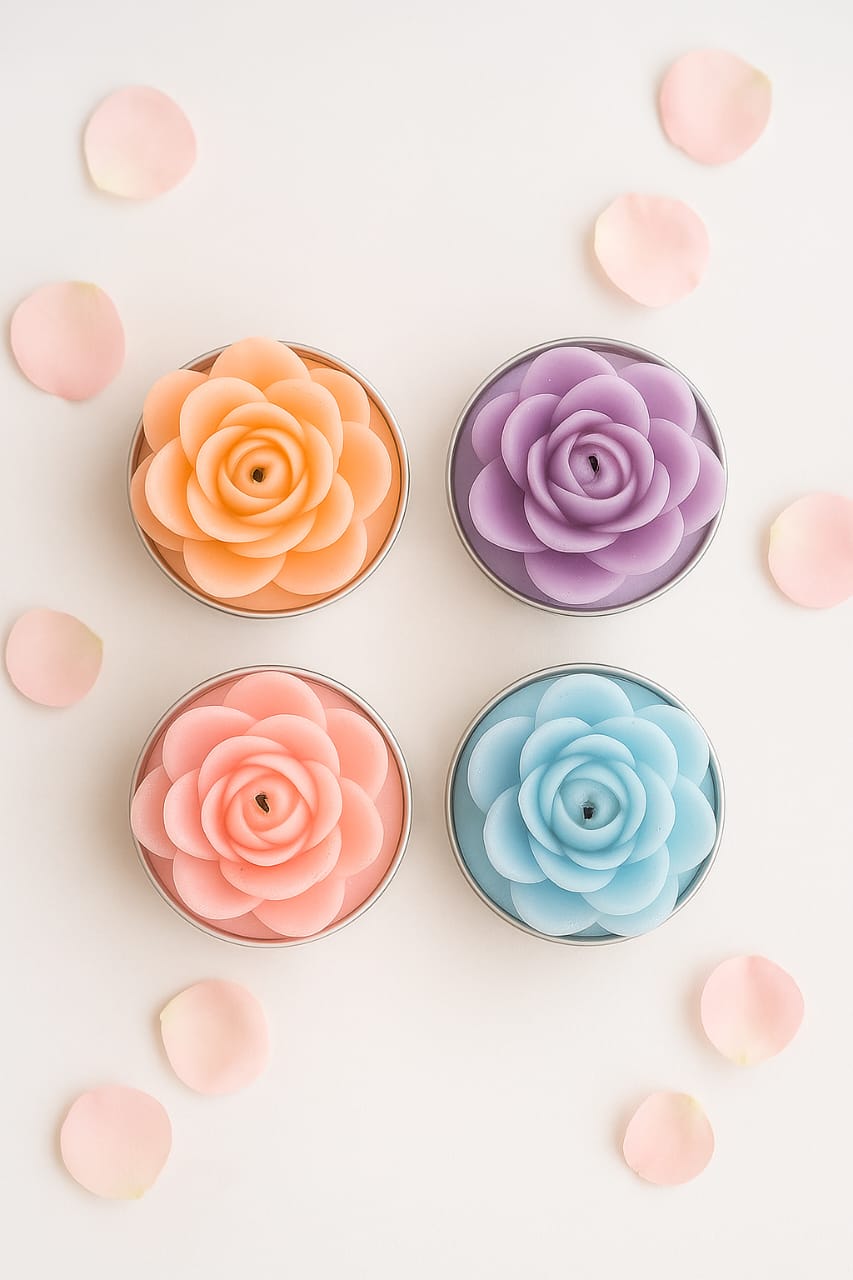 Luxury Rose Flower Candle – Handcrafted Decorative Candle in Gift Box