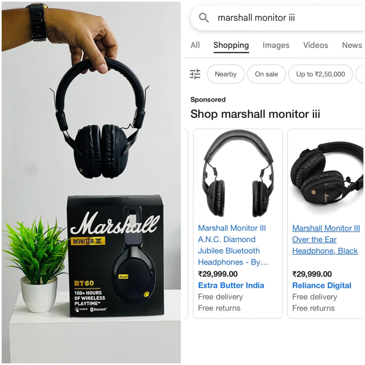 Marshall Monitor III Over Ear Bluetooth Headphones Active Noise Canceling