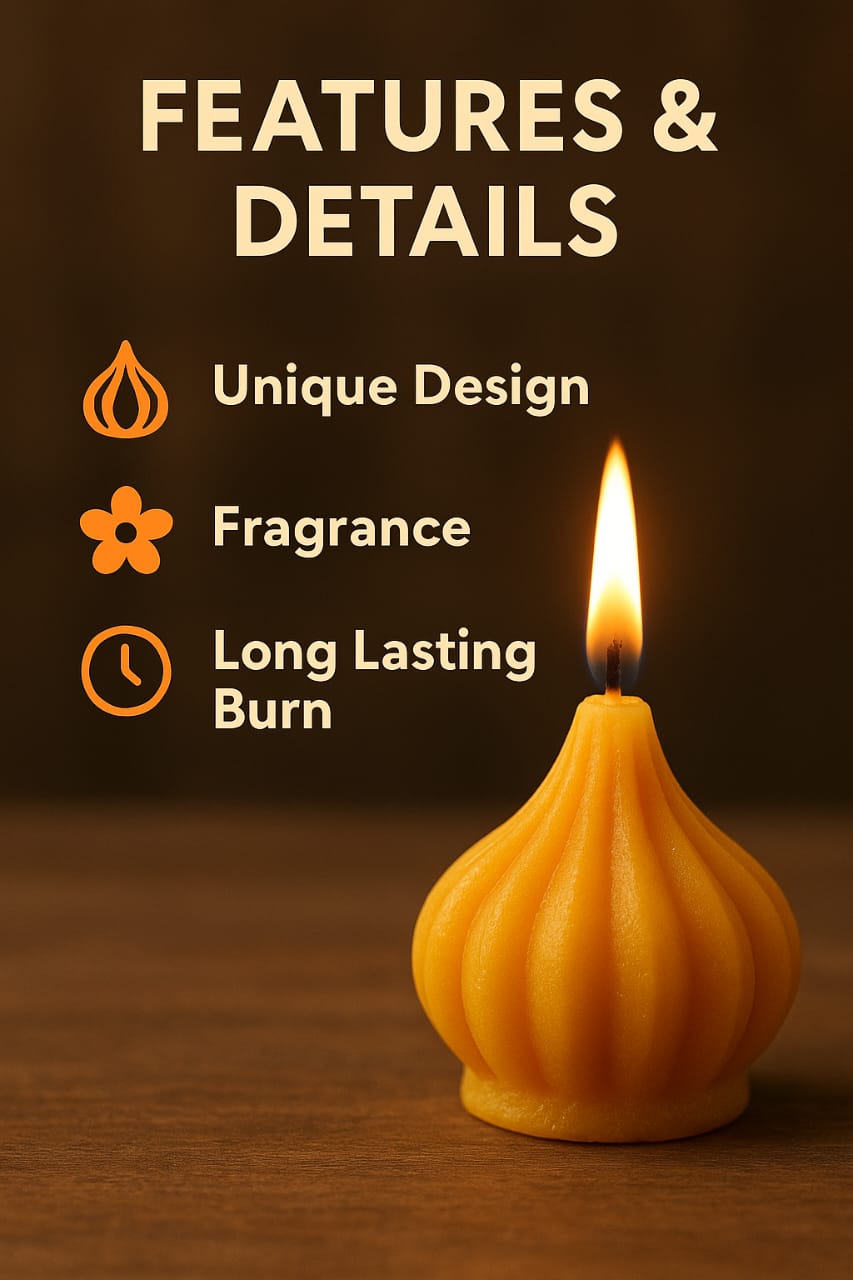 Premium Modak Candle for Ganesh Ji Pooja & Home Décor – Long Lasting with Divine Aroma