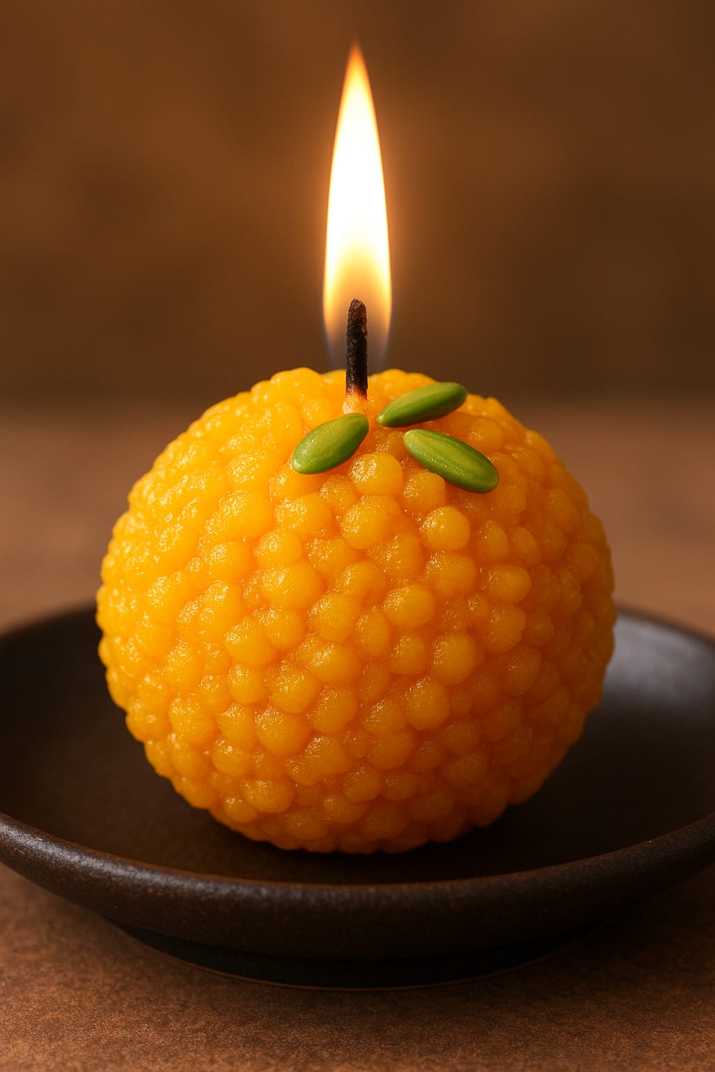 "Handcrafted Motichur Laddu Candle – Festive Décor & Luxury Gifting