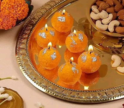 "Handcrafted Motichur Laddu Candle – Festive Décor & Luxury Gifting