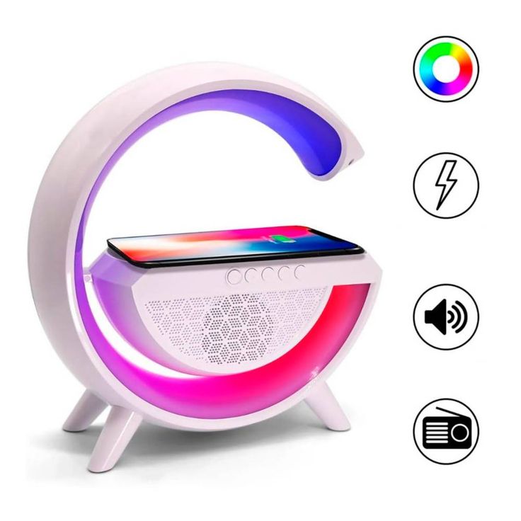 Colorful lamp with control icons on a white background