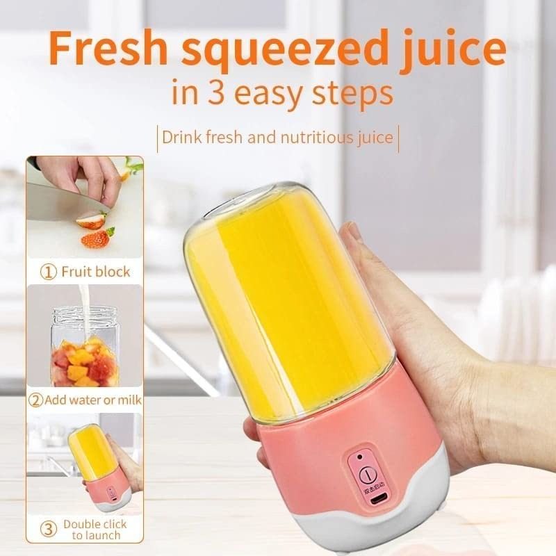 Mini Portable Electric Juicer Blender – USB Rechargeable Smoothie &amp; Shake Maker